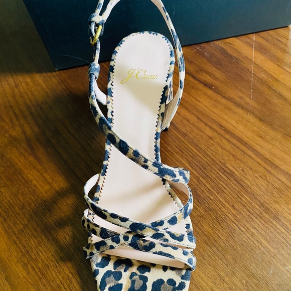 NEW J.Crew Odette leopard strappy sandal heel - Picture 3 of 9